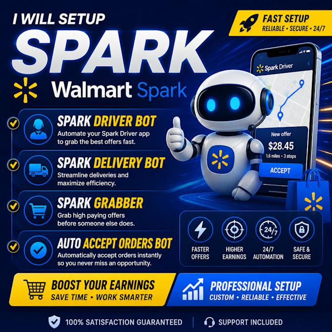 setup spark driver bot, spark delivery bot, spark grabber auto accept orders bot
