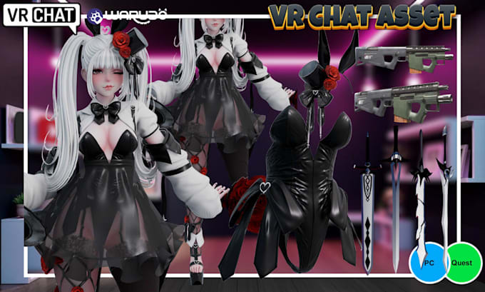 edit or model vrchat clothings, assets, accessories, prop and weapons for avatar