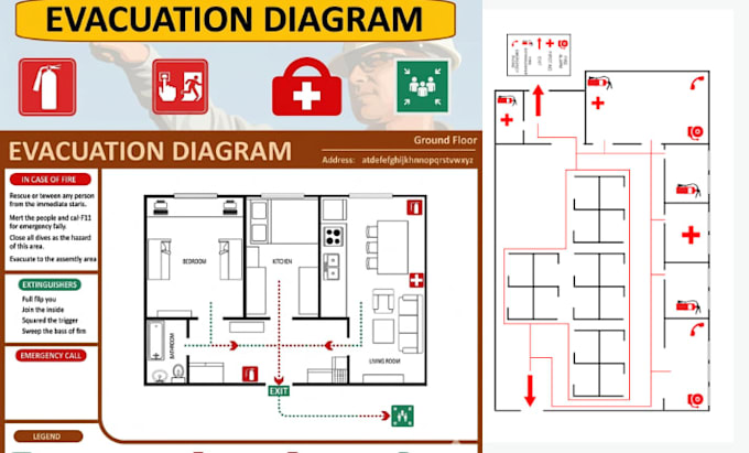 create and design an easy to use emergency exist plan, evacuation map