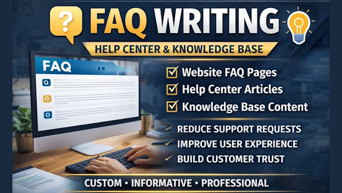write professional faq page, help center and knowledge base content