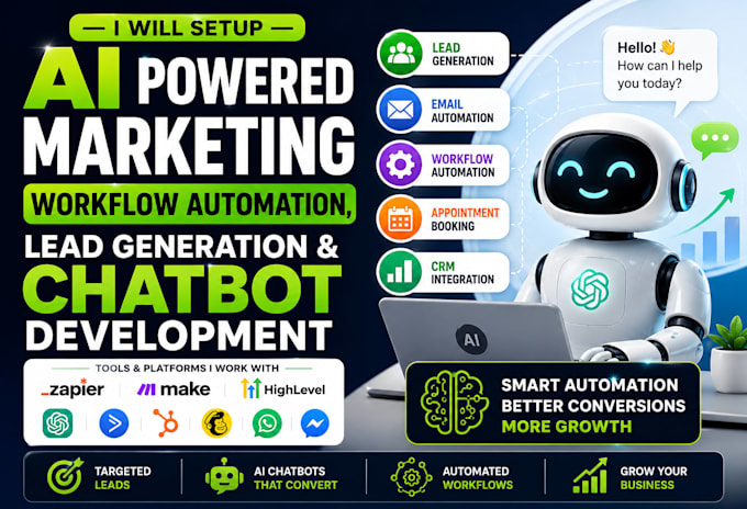 setup ai powered marketng workflow automaton lead generation chatbot development