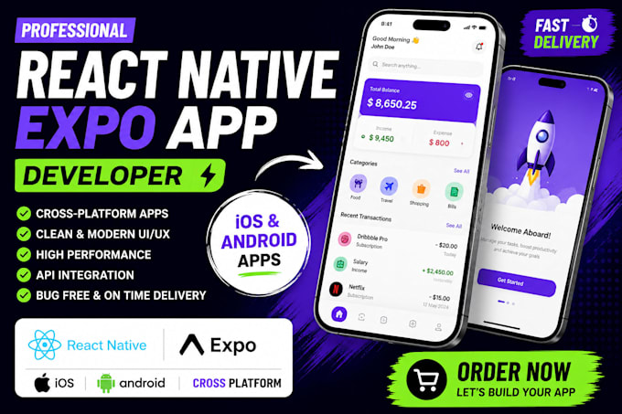 react native expo app developer ios android