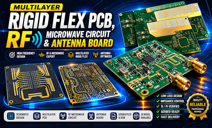 design multilayer rigid flex pcb rf microwave circuit and antenna board