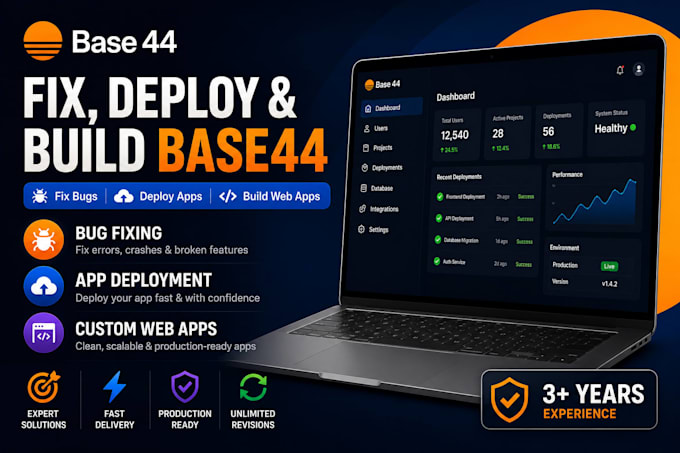 fix base44 bugs, base44 app deployment and build your base44 web app