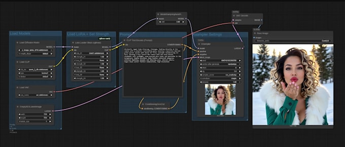 train custom lora models and create comfyui workflows for ai generation