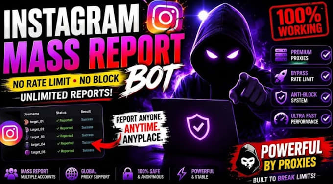 tik tok account report bot, tg, fb, ig banning, remove negative cap, bulk report