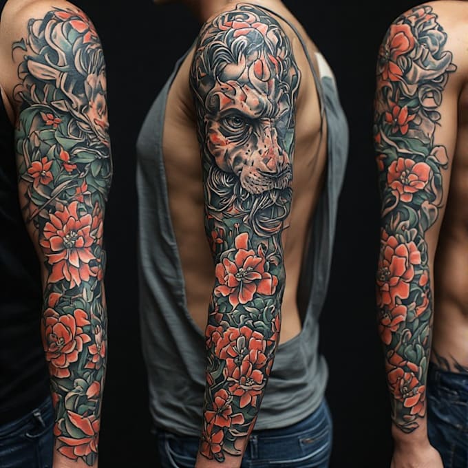 create sleeve tattoo design in geometric style