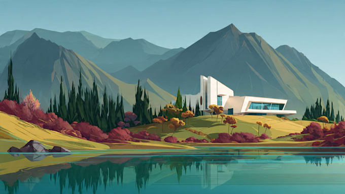draw a flat vector landscape illustration