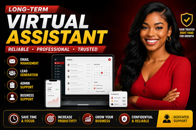 long term virtual assistant email manager business support lead gen admin suppor