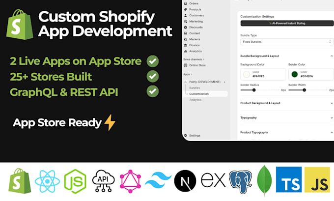 build a custom shopify app with shopify cli and graphql API