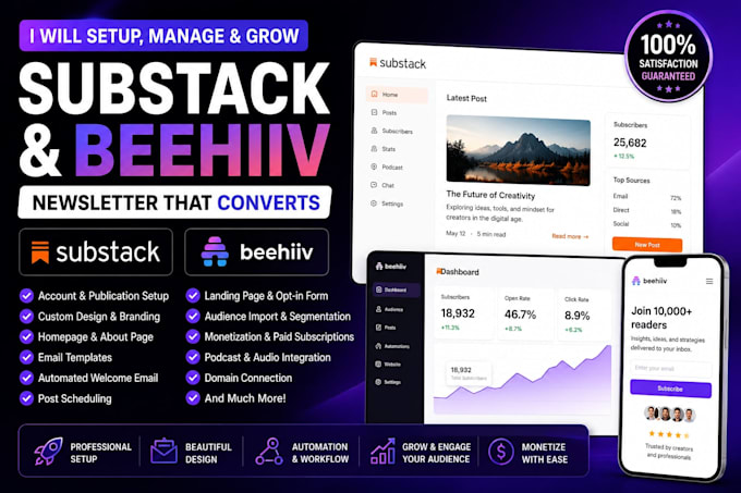 setup substack account manage substack beehiiv newsletter manage substack post