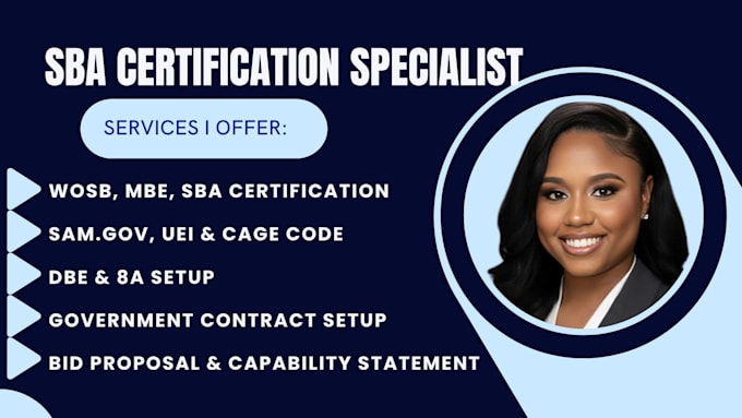 do wosb, mbe,sba certification, cage code, government contract, dbe and 8a setup