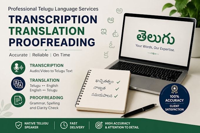 do telugu transcription, translation, and proofreading