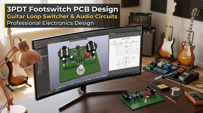 design 3pdt footswitch pcb, guitar loop switcher and audio circuits