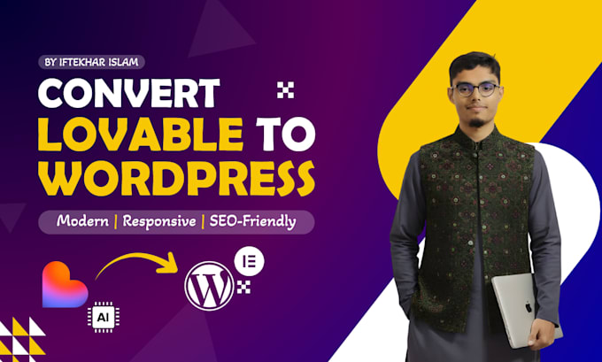 convert lovable websites to SEO friendly wordpress with elementor