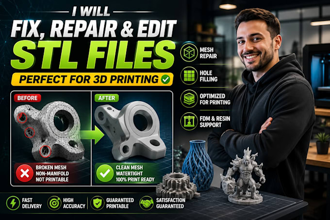 fix stl file, repair 3d models, edit stl for perfect 3d printing