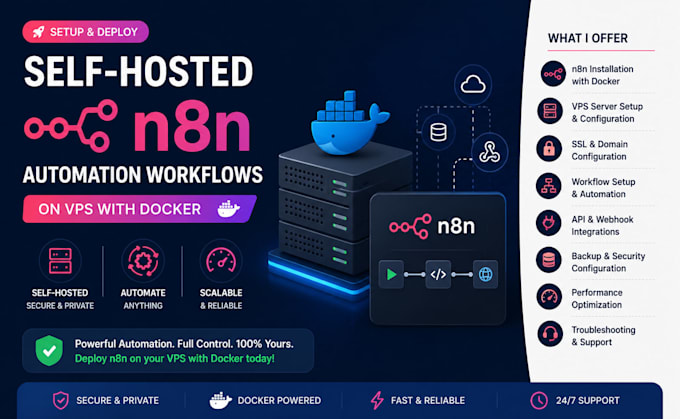 setup self hosted n8n automation workflows on vps with docker
