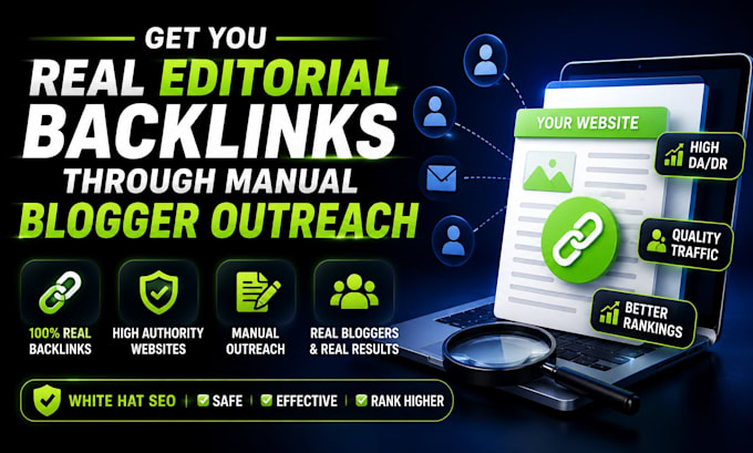 get you real editorial backlinks through manualy blogger outreach
