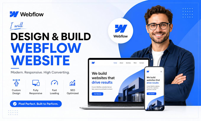 design a webflow website, webflow landing page, figma to webflow cms website