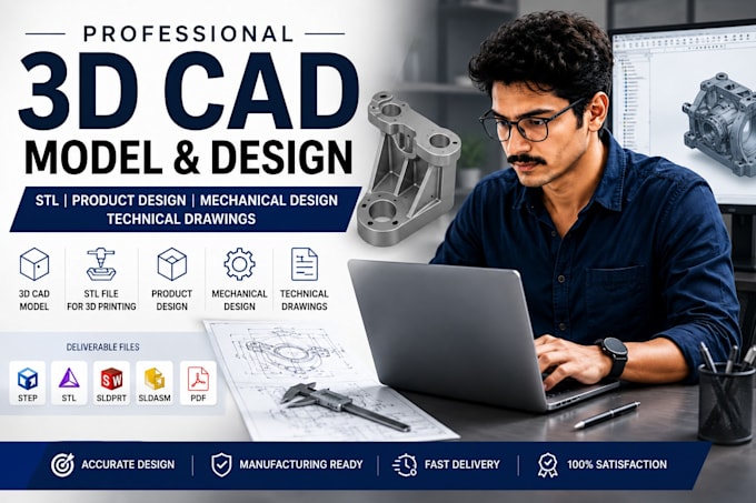create 3d cad model stl file product design and technical drawings