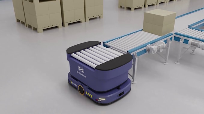 create 3d animation for agv, amr, and smart warehouse automation video