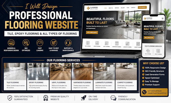 build high converting epoxy flooring, tile, fencing website with booking form