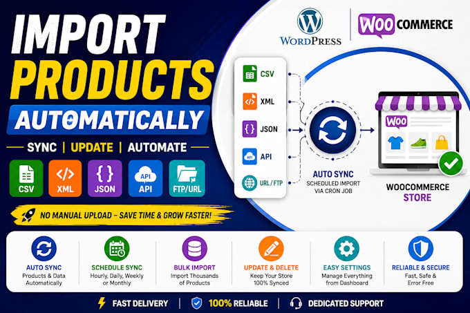 import XML CSV json API data to wordpress woocommerce