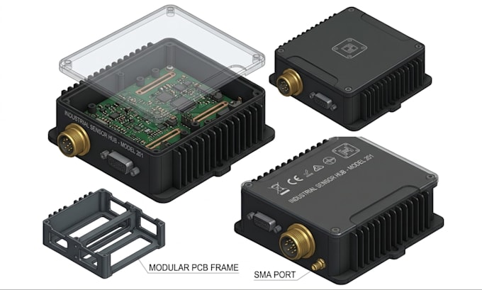 design 3d printable pcb enclosure or electronic product casing, esp32 pcb design