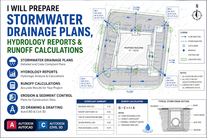 Drain Report Prepare stormwater drainage plans, hydrology reports runoff ...