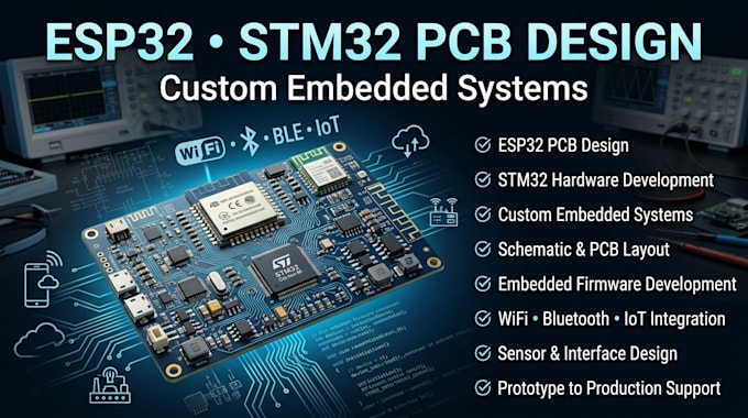 design esp32, stm32 and custom embedded systems pcb