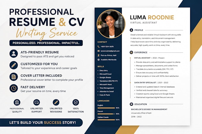 create a professional ats friendly resume and cover letter
