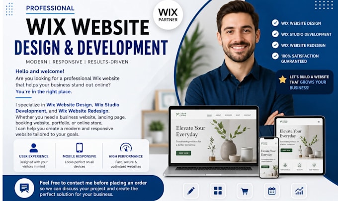 build wix website design, wix website redesign and wix