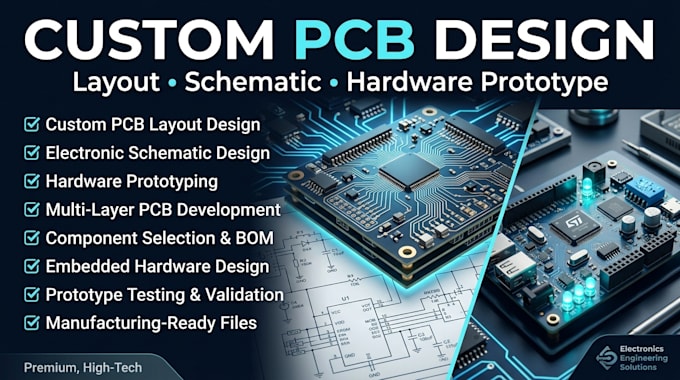 create custom pcb layout, schematic and hardware prototype