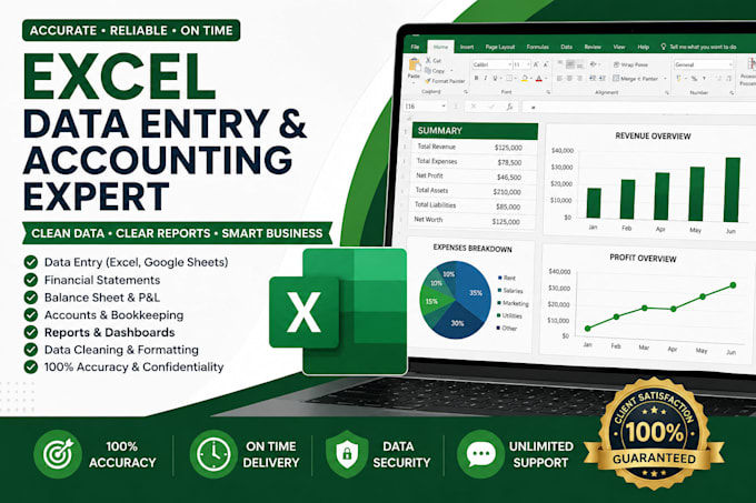 do excel data entry, PDF to excel and tally accounting