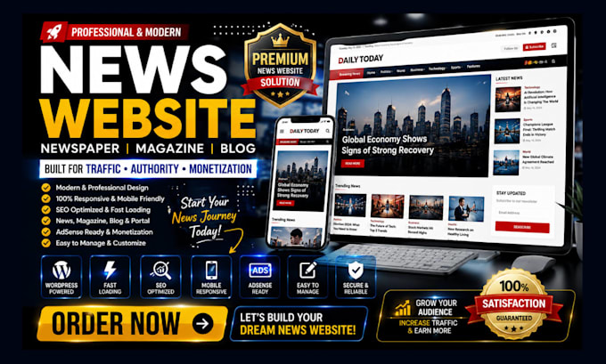 build news website, newspaper, magazine or blog wordpress website
