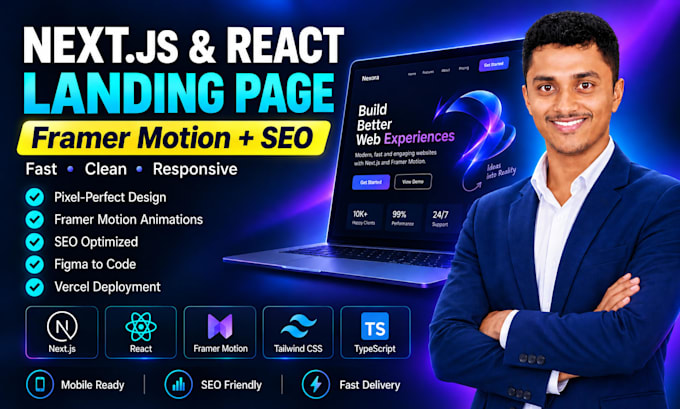 build a next js landing page with framer motion and SEO
