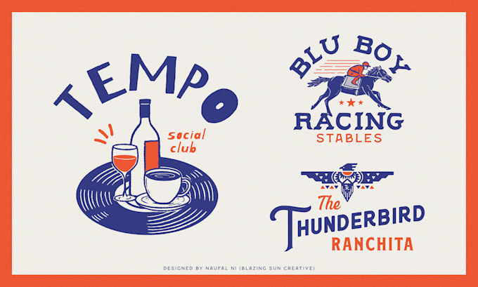 do vintage logo design with hand drawn illustration