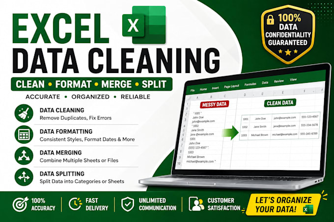 clean, format, merge, excel data