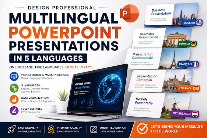 design professonal multilingual powerpoint presentations in 5 languages