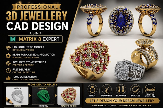 design 3d jewellery cad models using matrix 8 for production