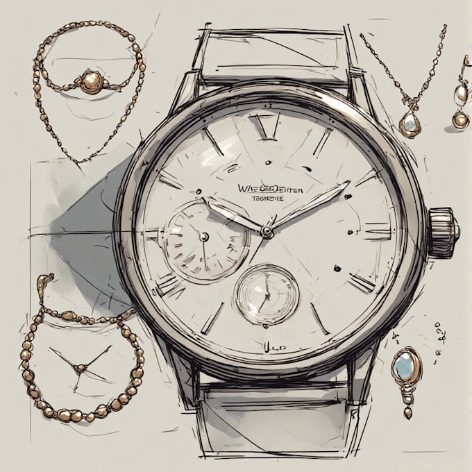 watch design and jewelry design concept sketch