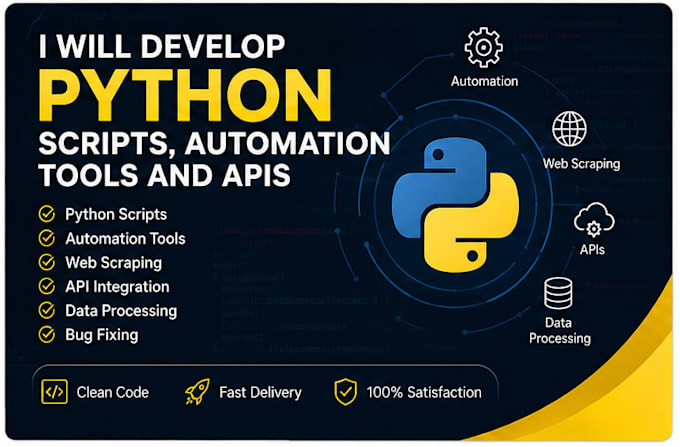 develop python scripts, automation tools, web scraping and apis