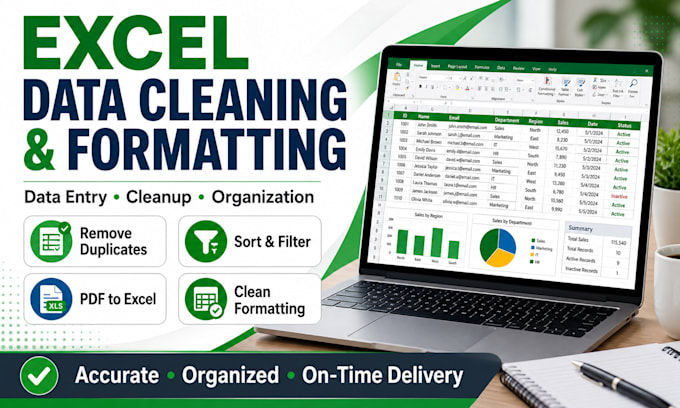 clean, organize, and format excel data