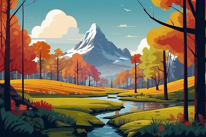 illustrate fantastic flat vector landscape illustration