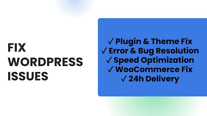 fix wordpress issues, fix wordpress errors, bugs, fix wordpress website