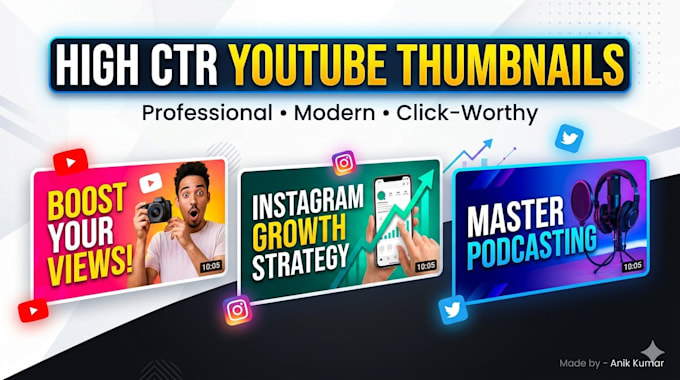 design professional youtube thumbnails with high CTR