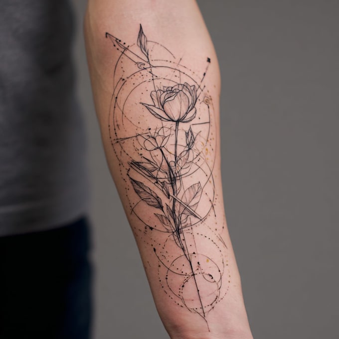 create custom minimalist fine line or geometric tattoo art