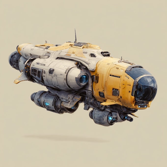 create sci fi spaceship art and futuristic illustrations