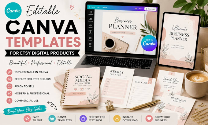 design editable canva templates for etsy digital products, invitation design