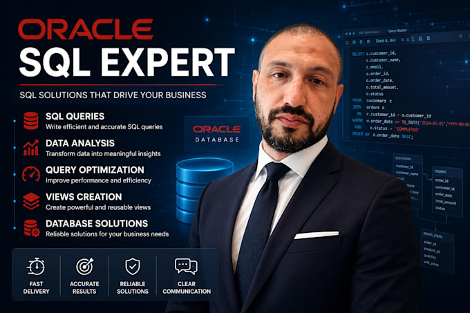 write oracle sql queries, views and database solutions